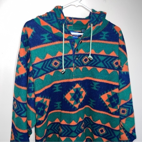 Laundromat Vintage 90’s Aztec Poly Fleece Hooded Pullover Size Large - Picture 9 of 9